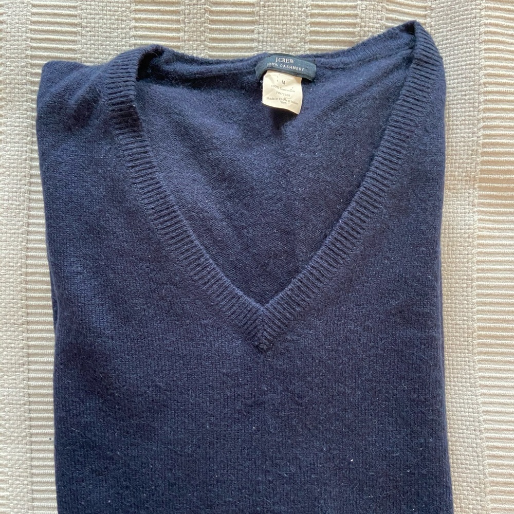 COPY - J. Crew Navy Blue 100% Cashmere V-Neck Sweater